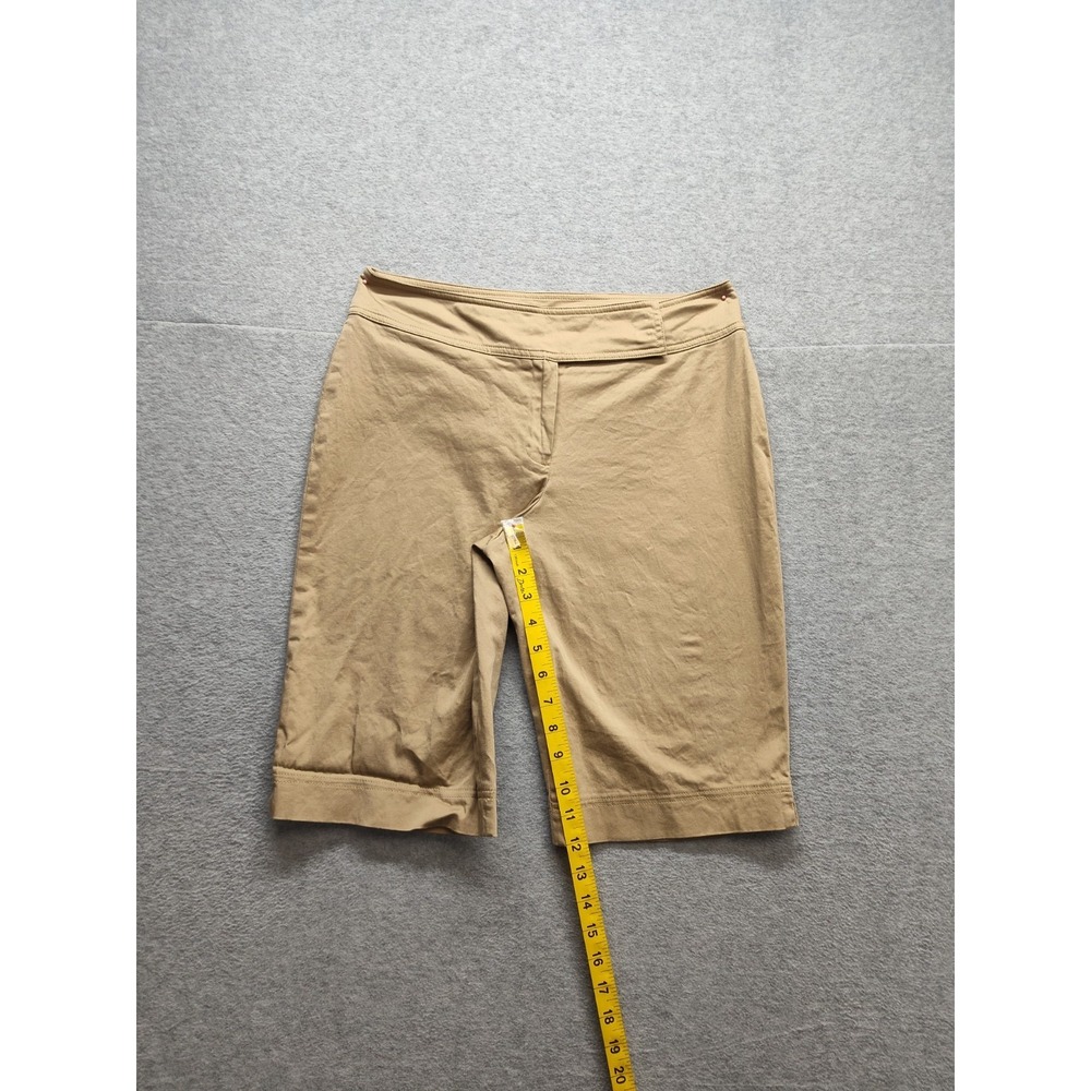 Pantalogy Women Bermuda Shorts 8 Beige Elastic Waist Zip Hook & Eyes Logo Casual - Picture 9 of 16